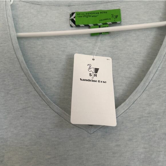 NWT Free People Sandrine Rose V-Neck T-Shirt – Light Blue/Gray – Women’s Small - Picture 2 of 6